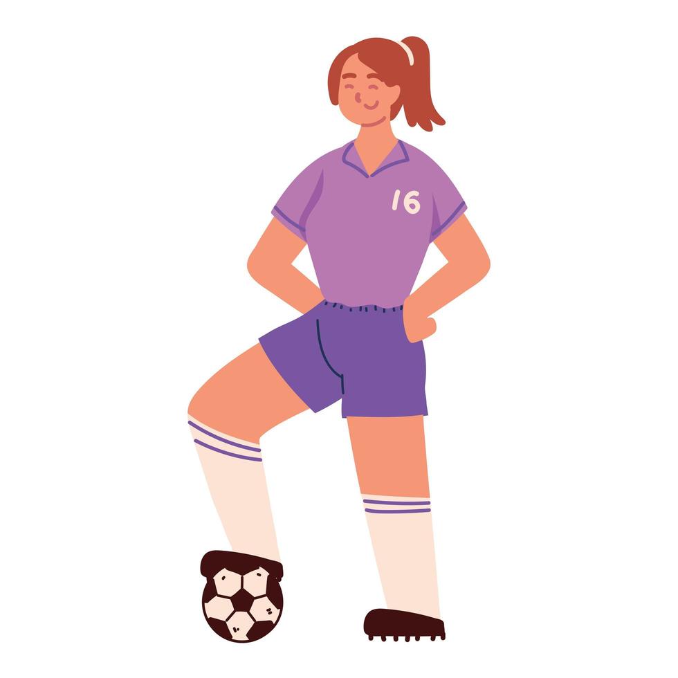 mujer jugando futbol vector