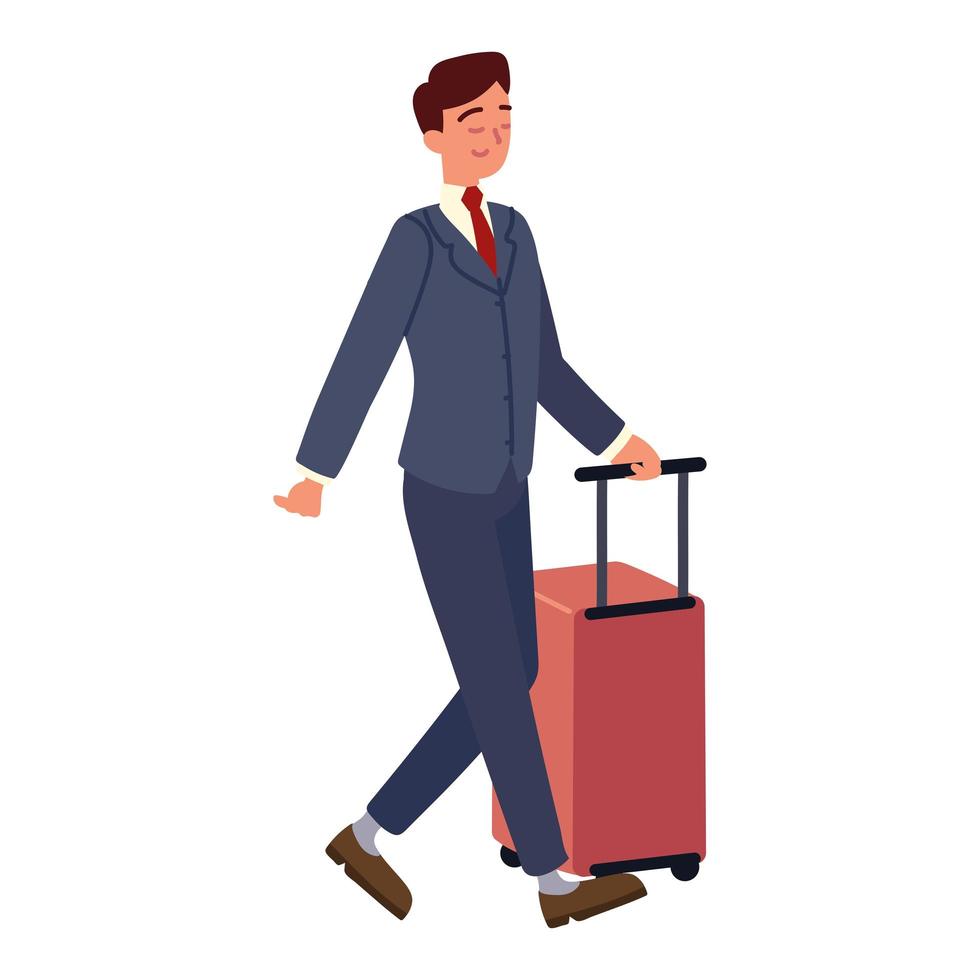 businessman holding suitcase vector