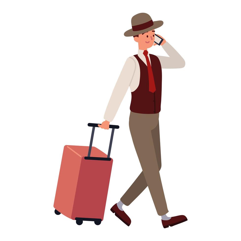 businessman carrying suitcase vector