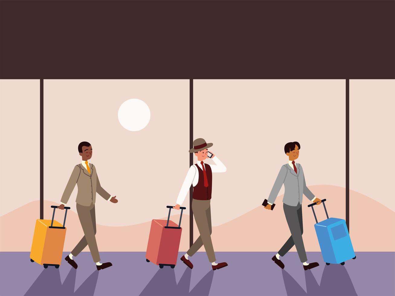 men on business trip vector