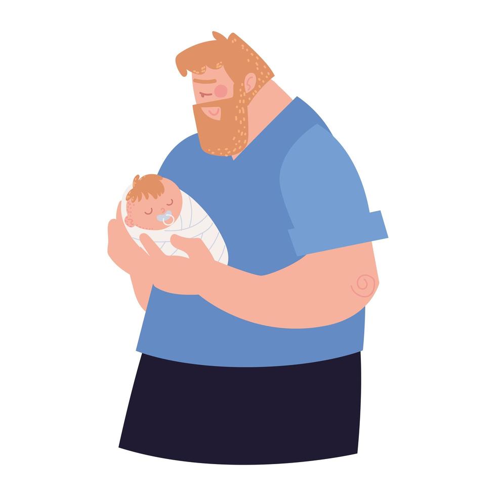 father with his baby vector
