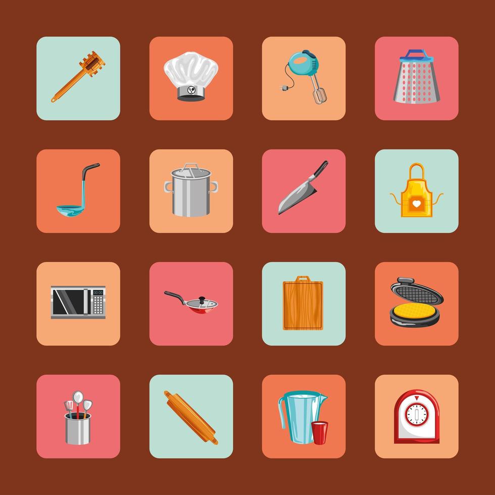 set of kitchen utensils vector