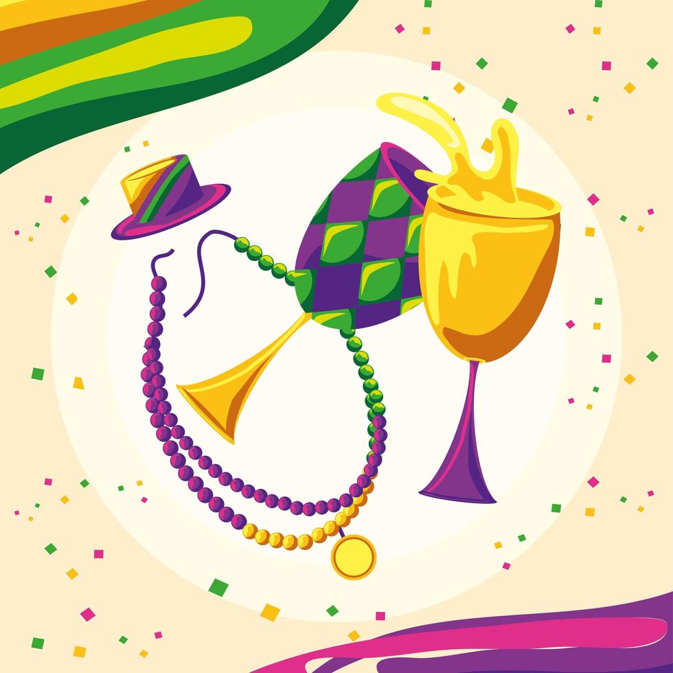 celebración de la bebida mardi gras vector