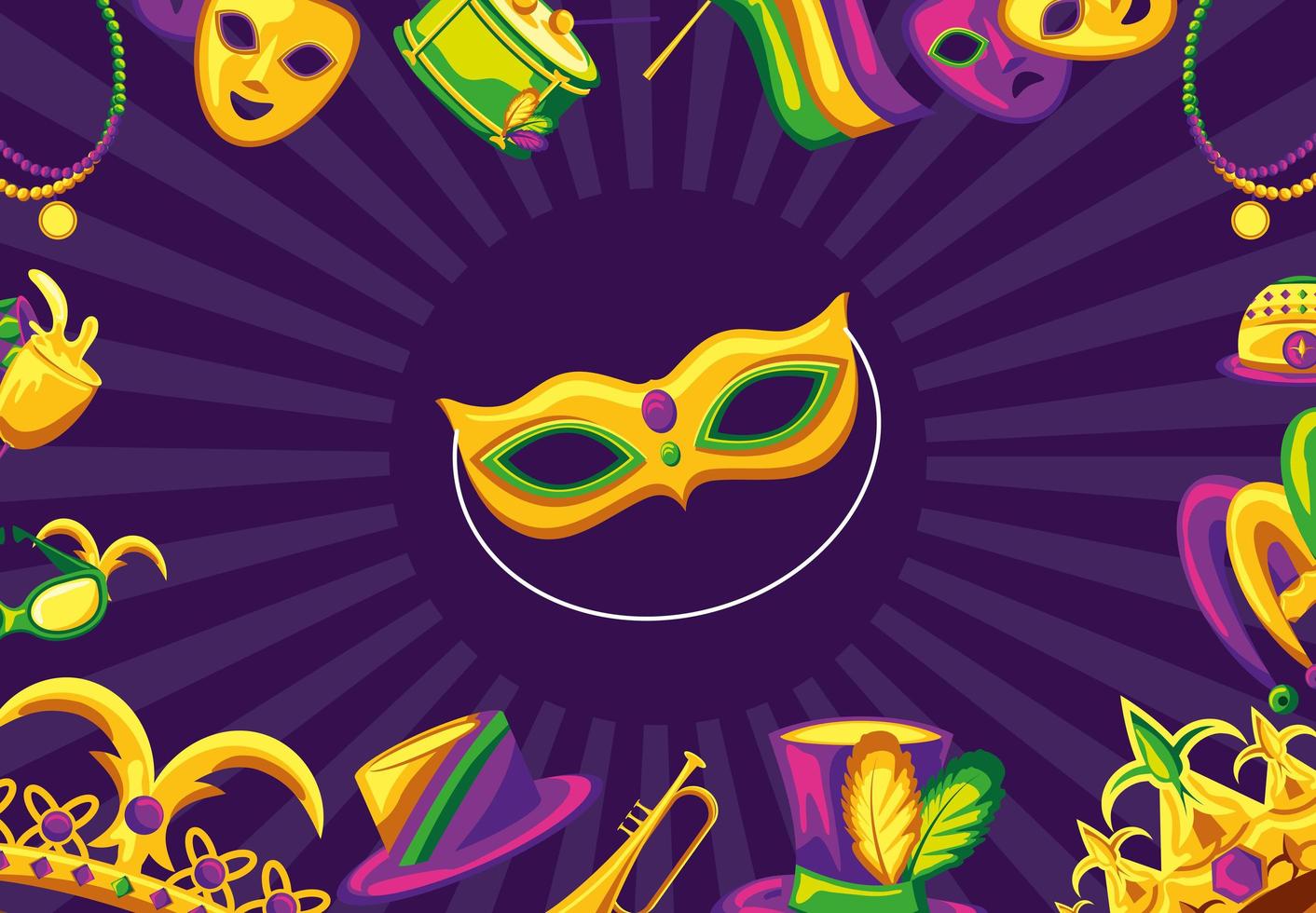 fiesta de máscaras de mardi gras vector