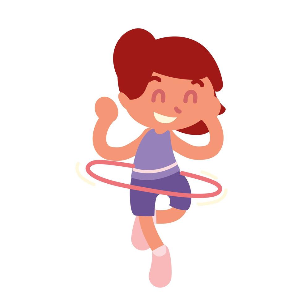 girl playing with hula hoop vector