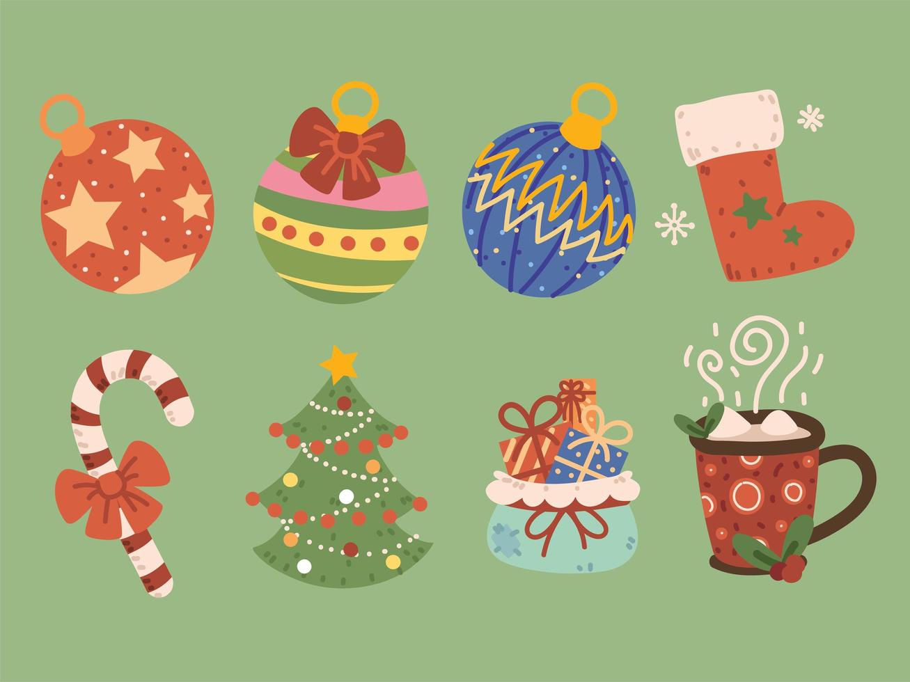 iconos de decoracion de navidad vector