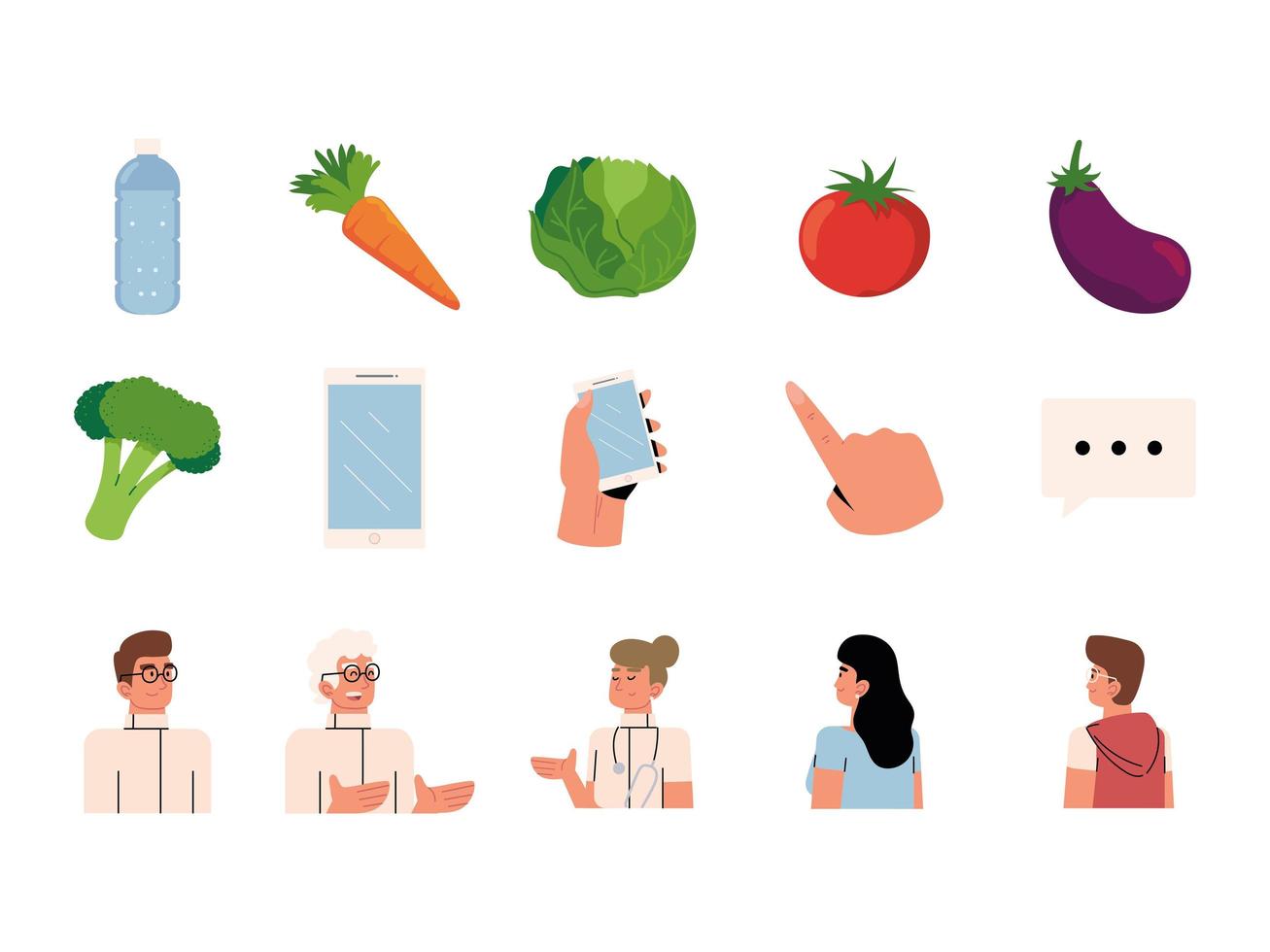 healthy diet plan, icons vector