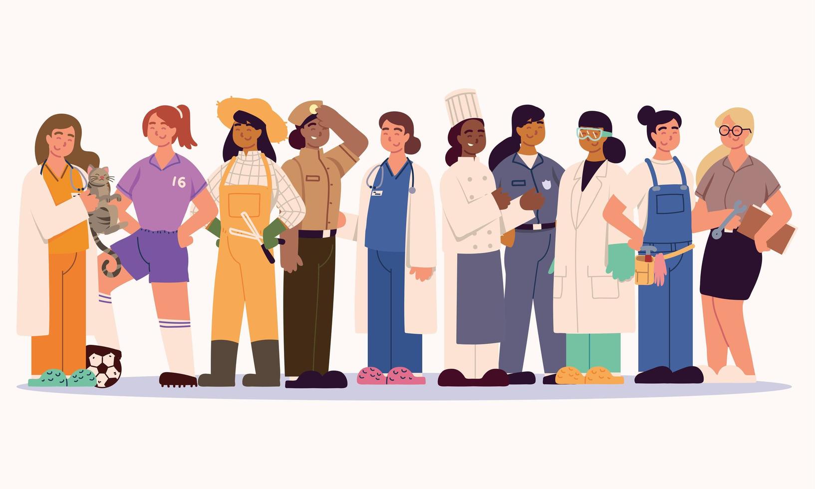 group diverse women workers vector