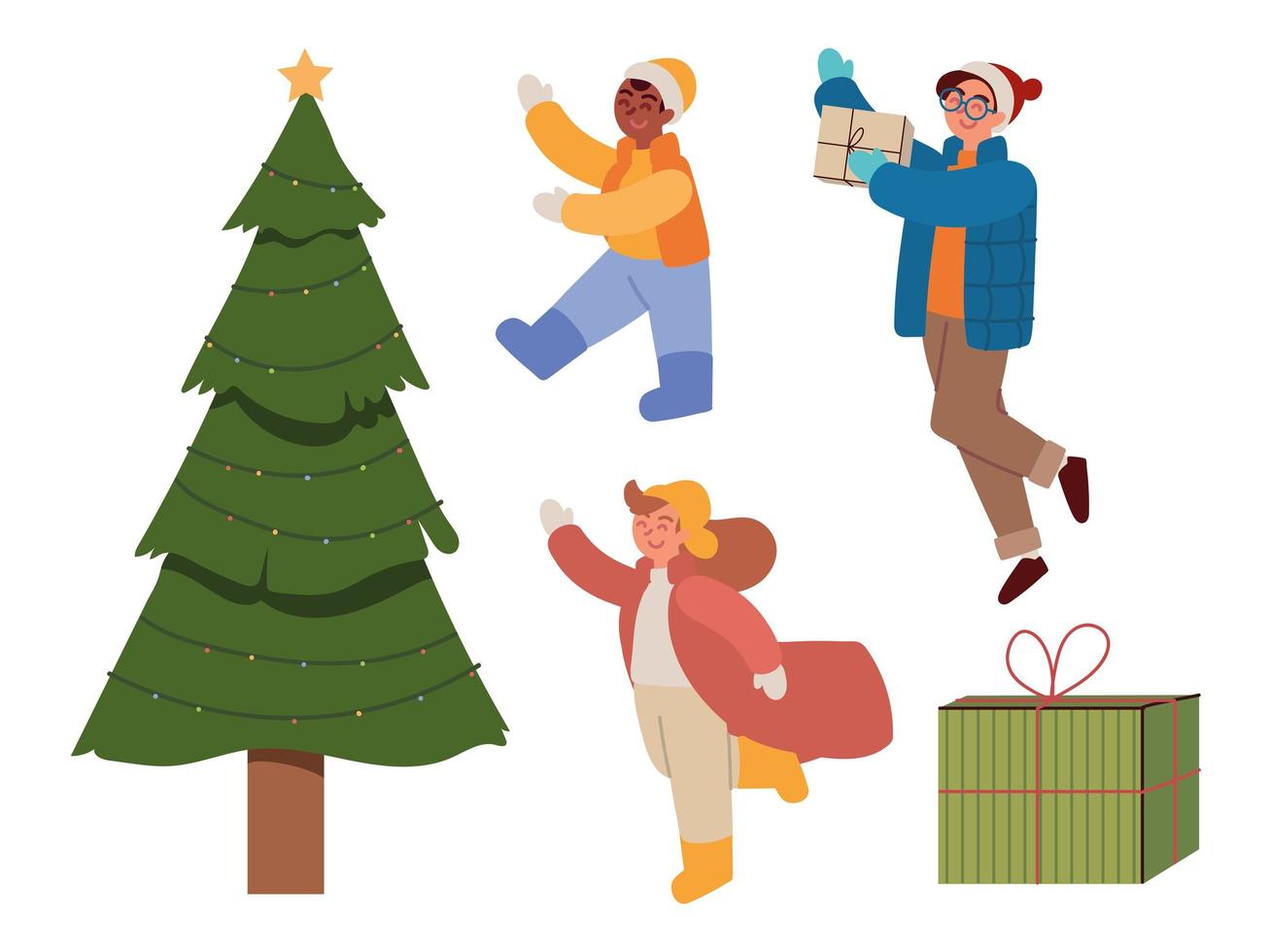 christmas people icons vector