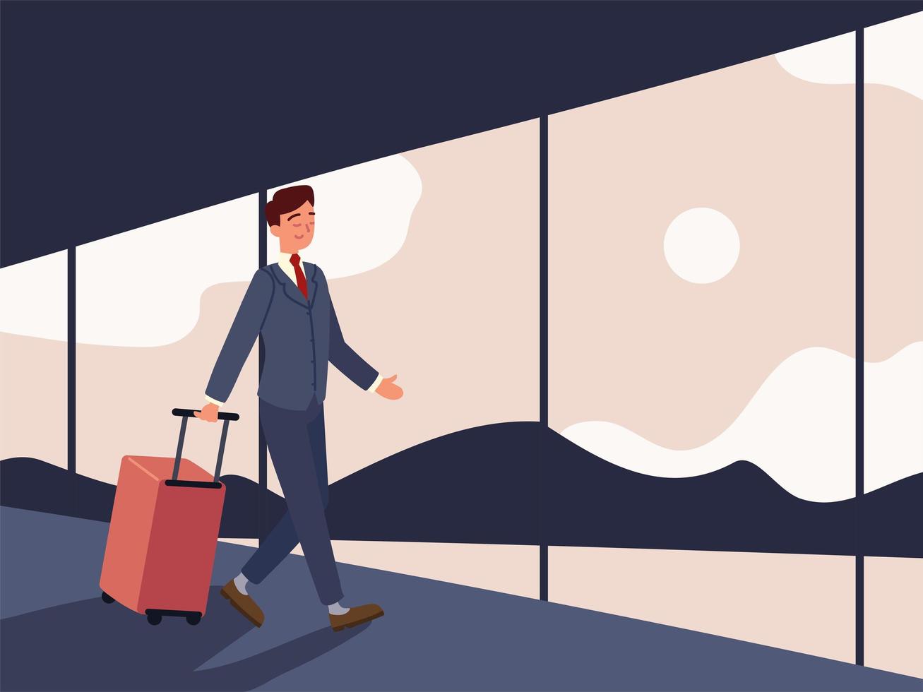 businessman walking in airport vector