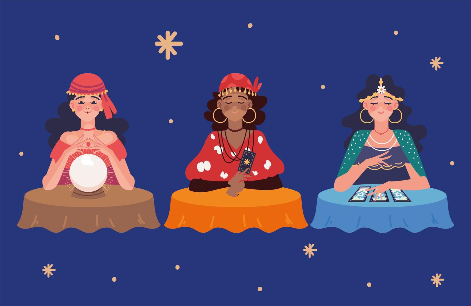 mystic women fortune tellers vector