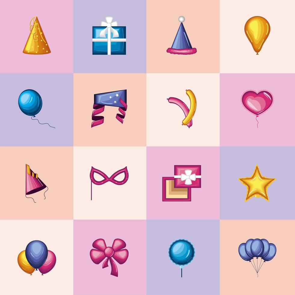 icons set birthday vector