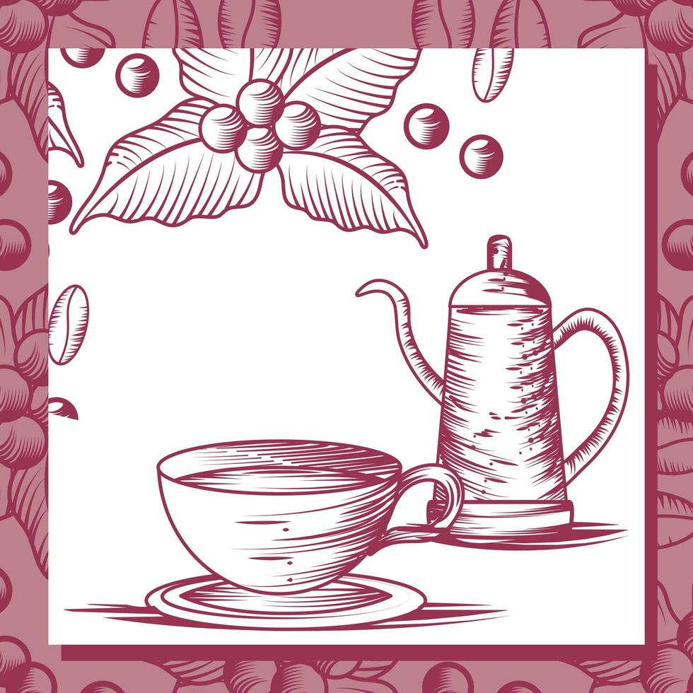 coffee pot and cup vector