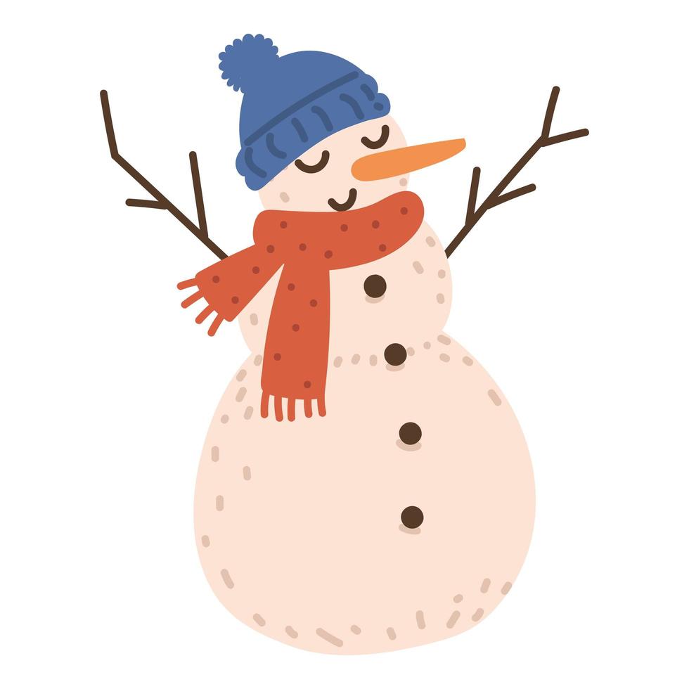 personaje de navidad muñeco de nieve vector