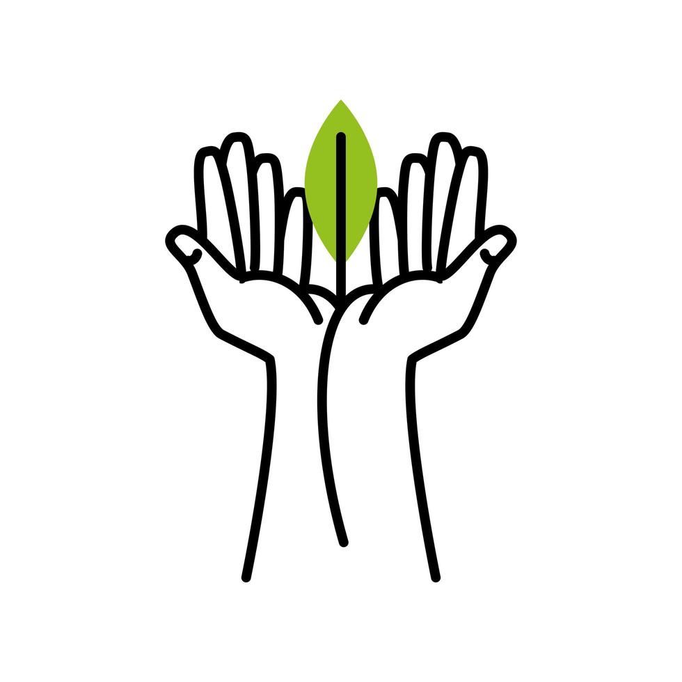 hands with leaf vector