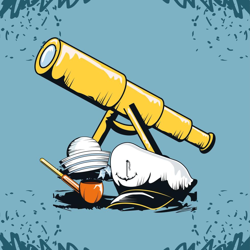 nautical telescope and hat vector