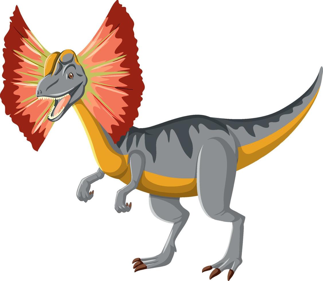 dinosaurio dilophosaurus sobre fondo blanco vector