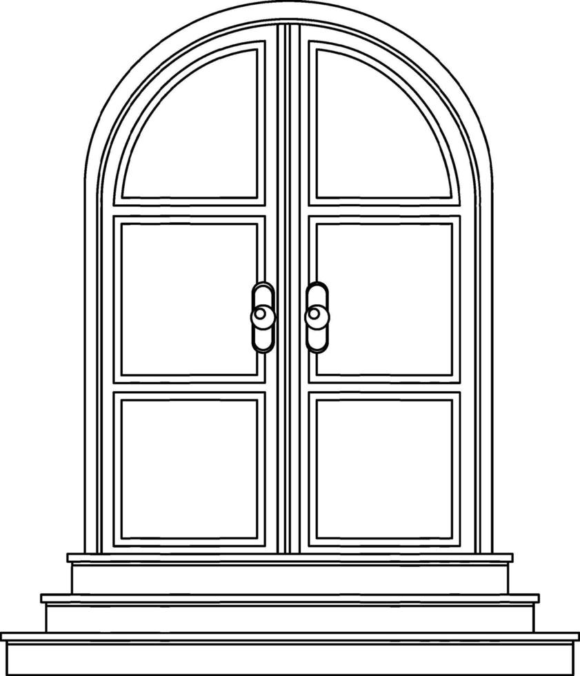 Door doodle outline for colouring vector