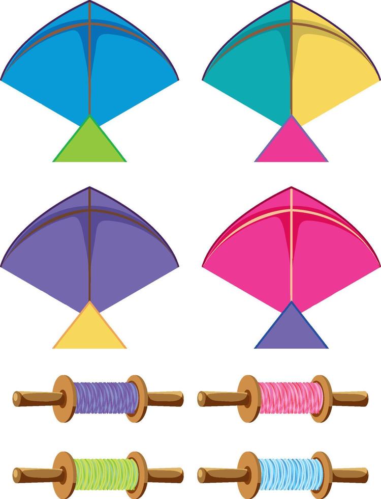 Set of colorful kites vector