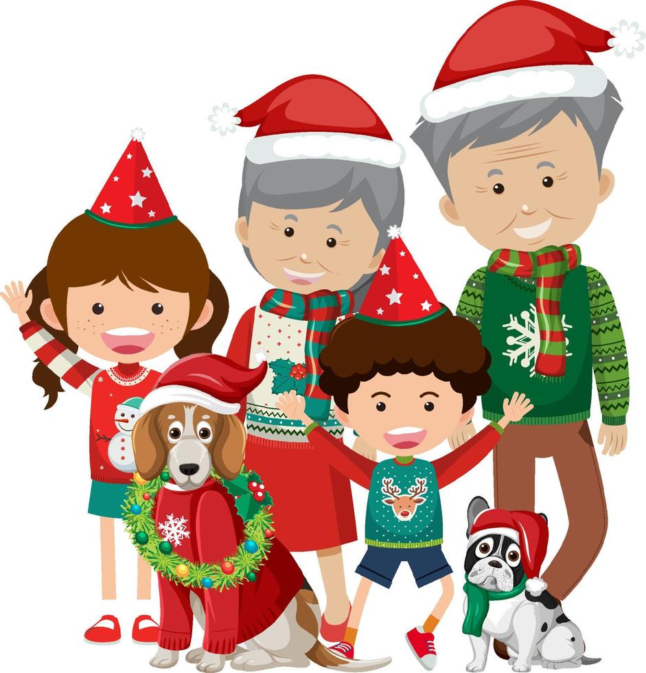 Happy family in Christmas theme vector