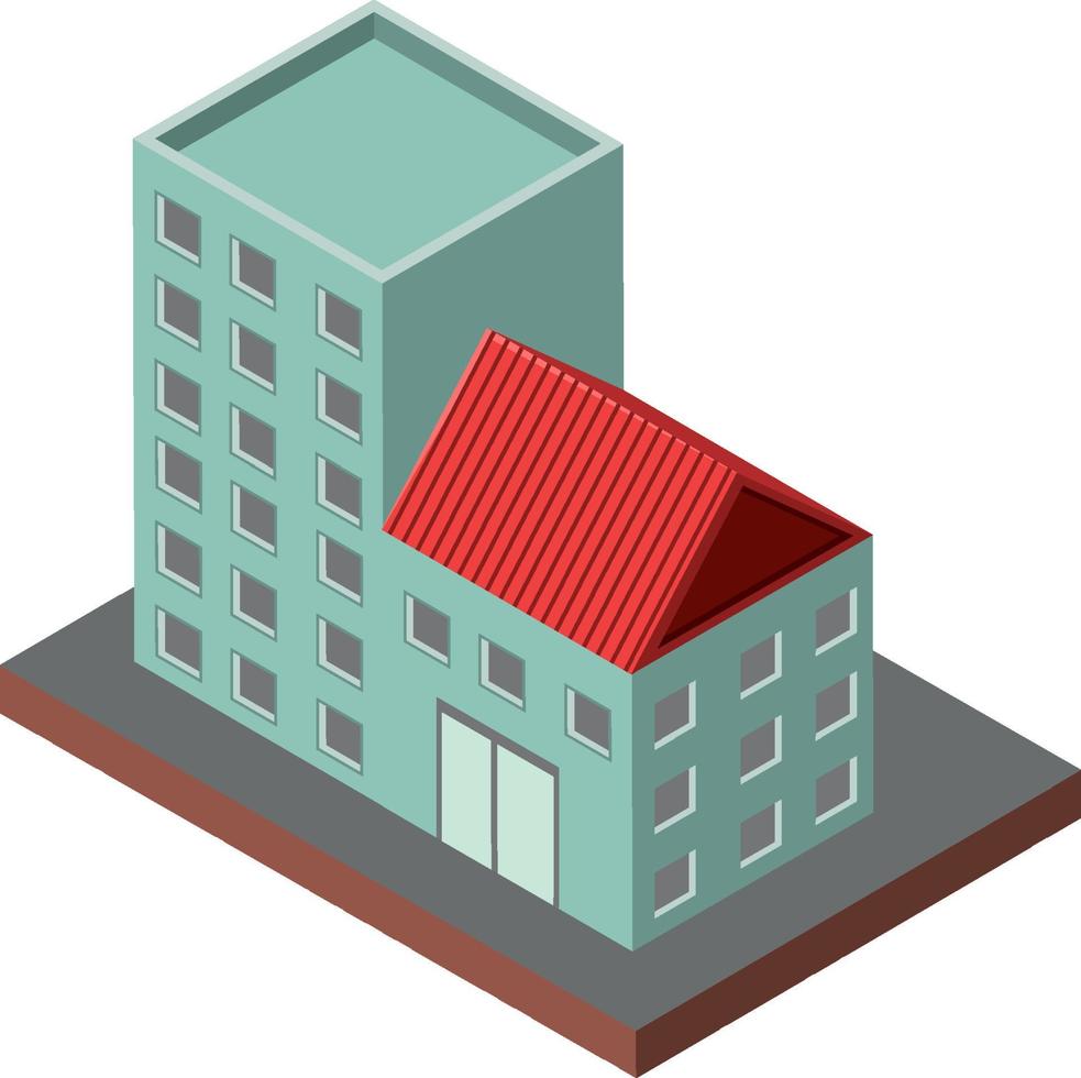 Isometric building on white background vector