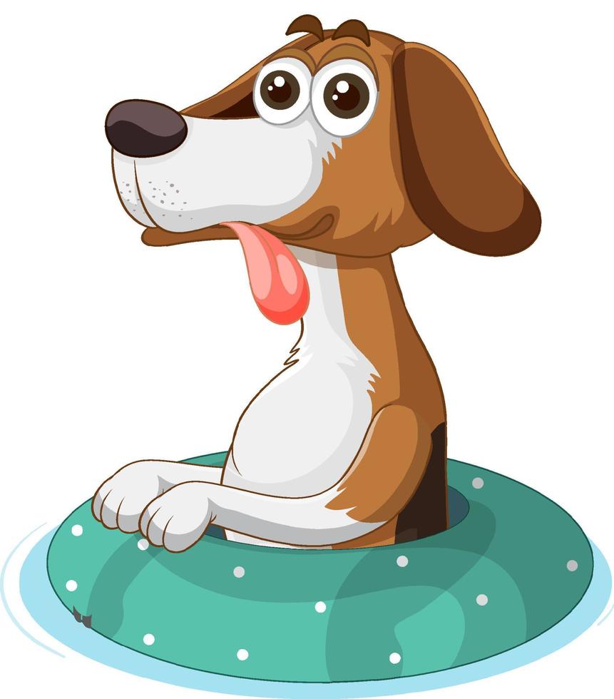 Cute dog in the rubber ring vector