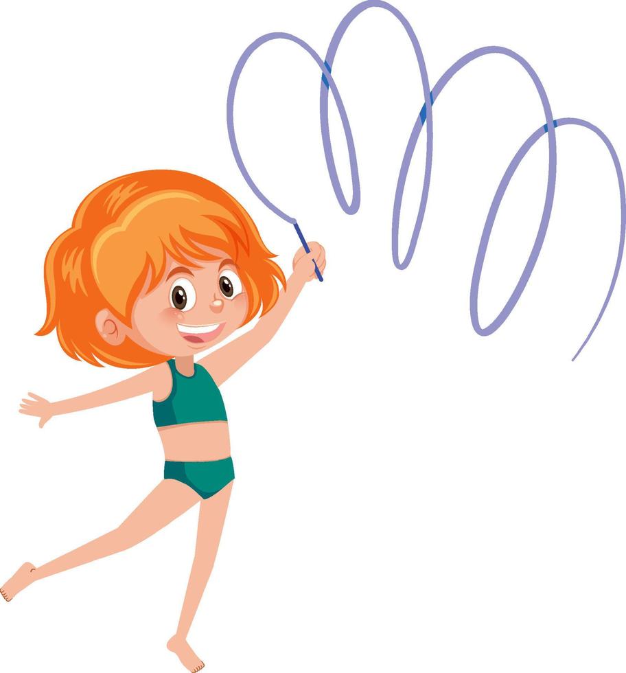 Cute girl playing ribbon vector