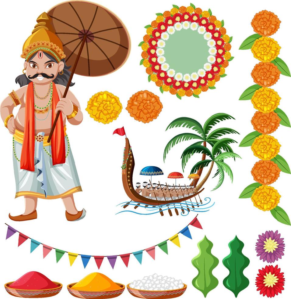 Set of Indian god and offerings vector