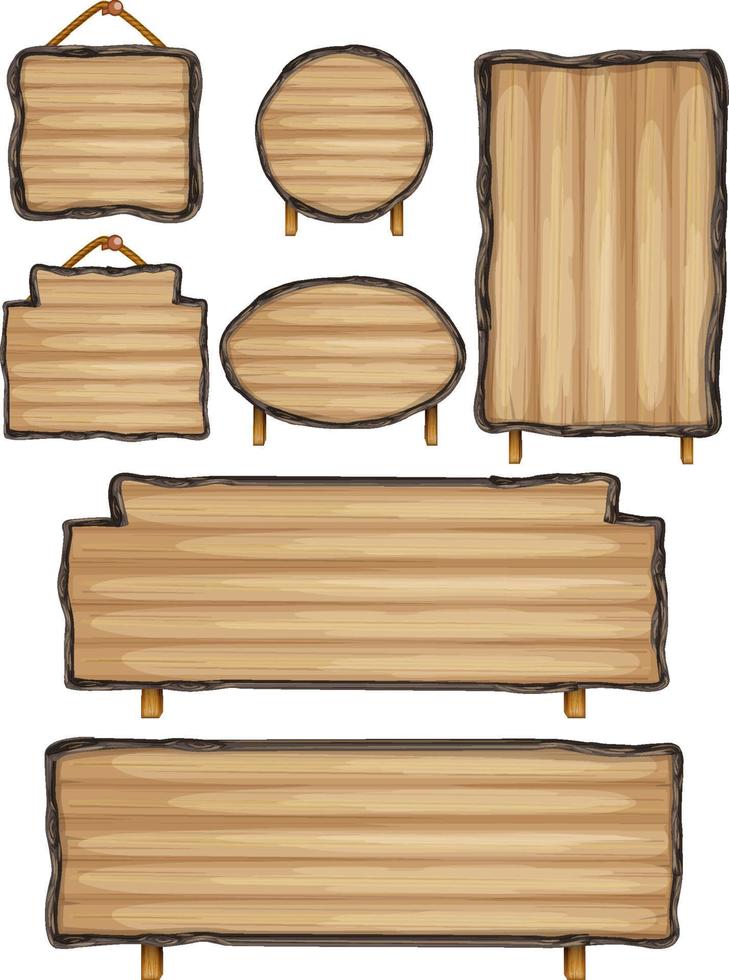 Set of wooden sign banner vector
