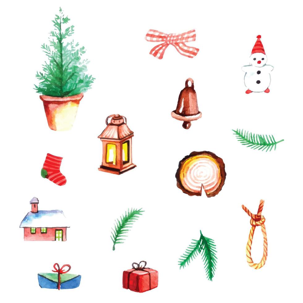 Watercolor Christmas Clipart vector