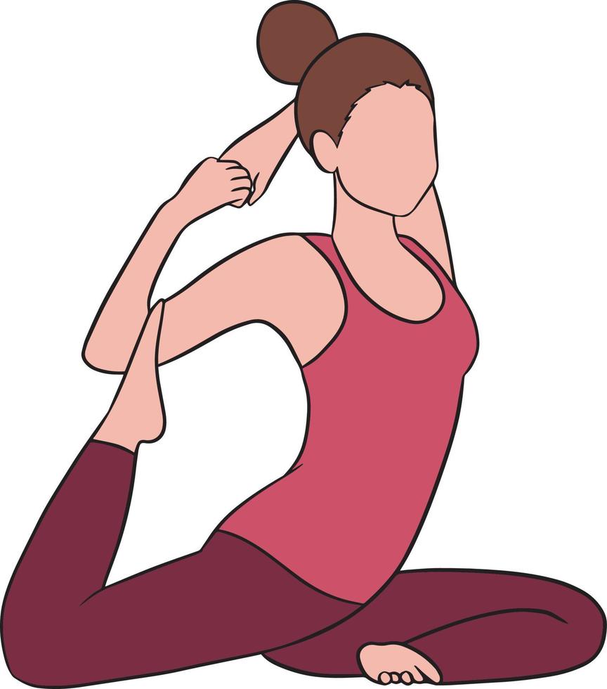 Unrecognizable woman sitting on the ground and stretching. vector