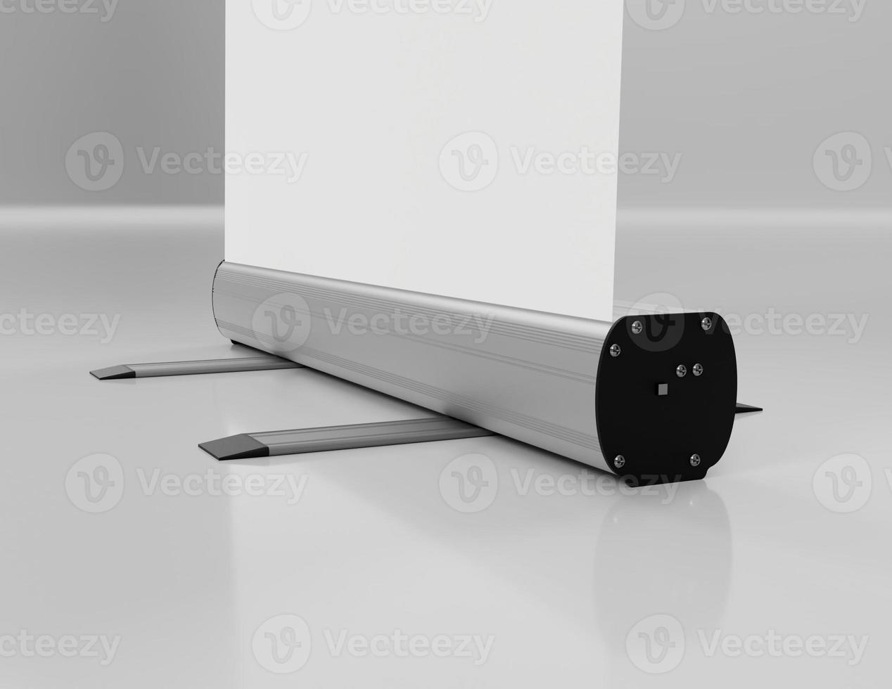 Economy Roll up banner Mechanism close up 3D render from viewed from the front. Photo realistic illustration.