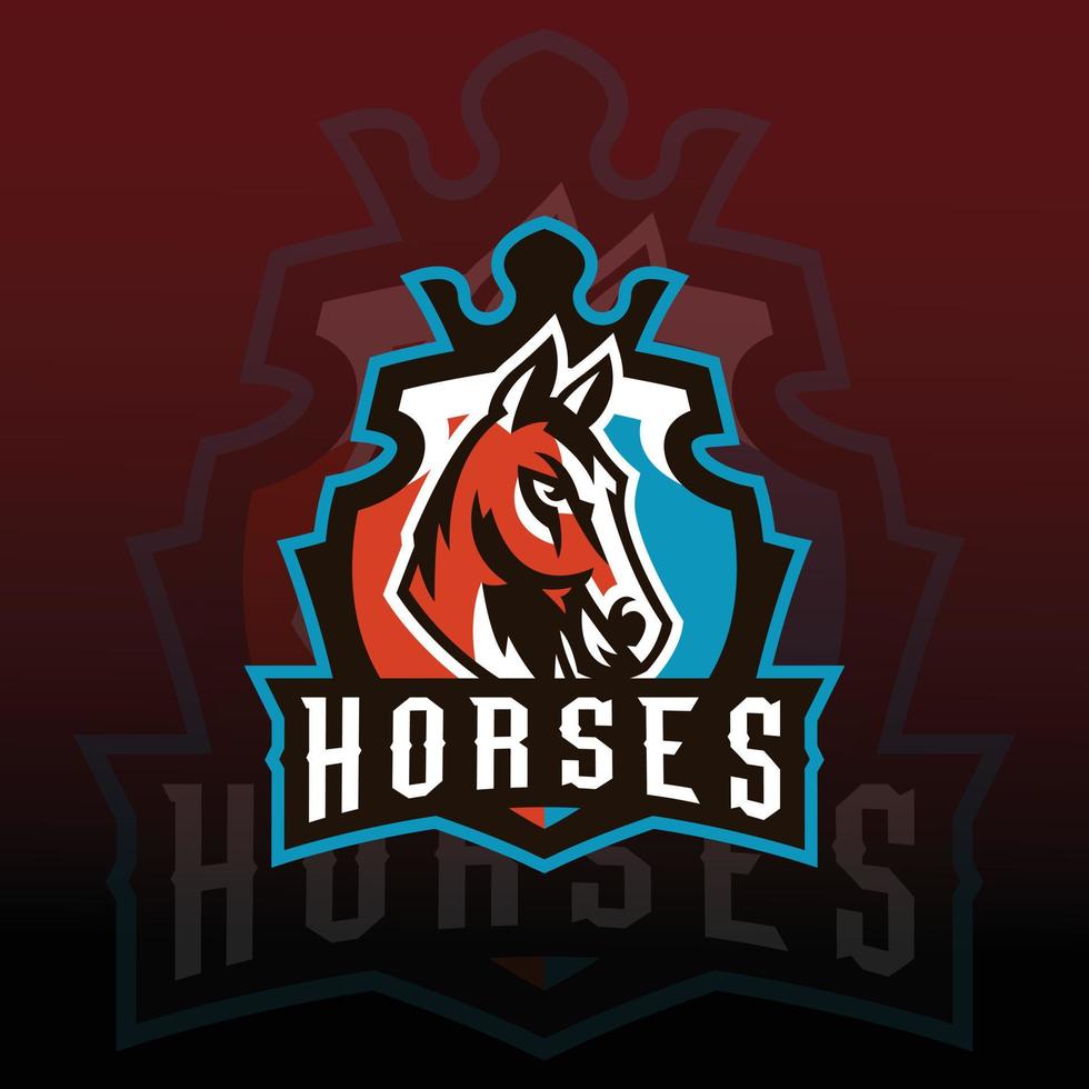 Plantilla de vector de logotipo de juegos de deportes electrónicos de cabeza de caballo trillado. logotipo de juego diseño de logotipo deportivo