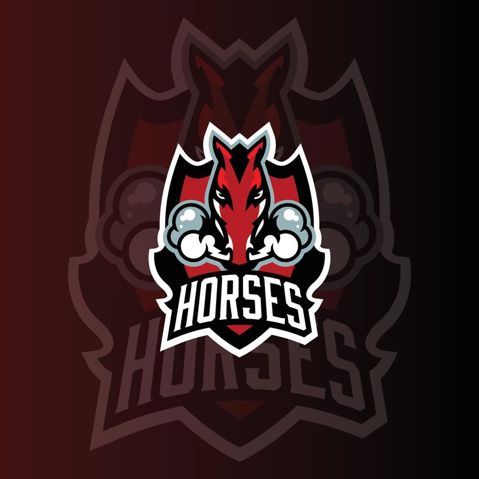 horse Head E-sports Gaming logo vector template. Gaming Logo. sports logo design