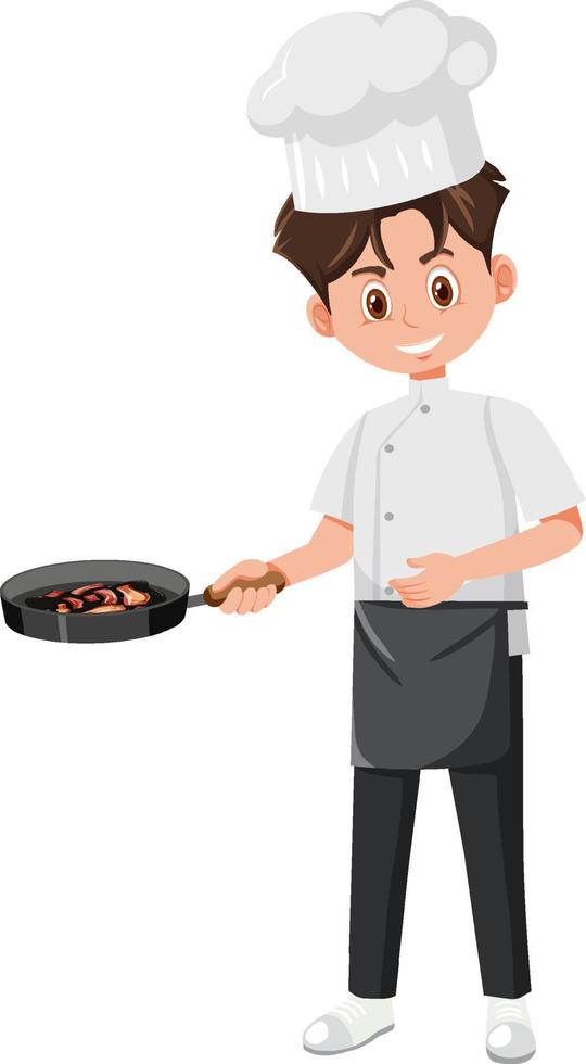 A professional chef holding pan vector