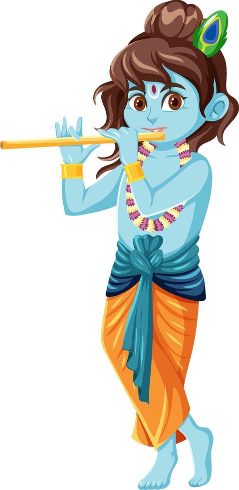 Indian god playing flute vector