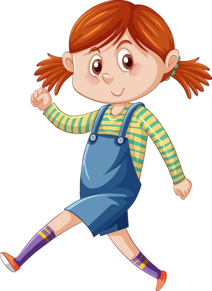 Teenager girl walking cartoon character on white background vector