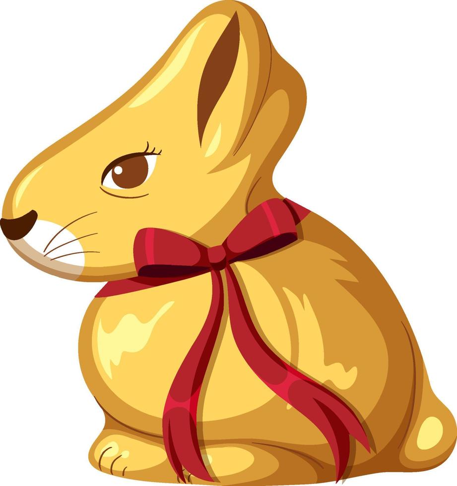 Chocolate wrapped in golden bunny with ribbon vector