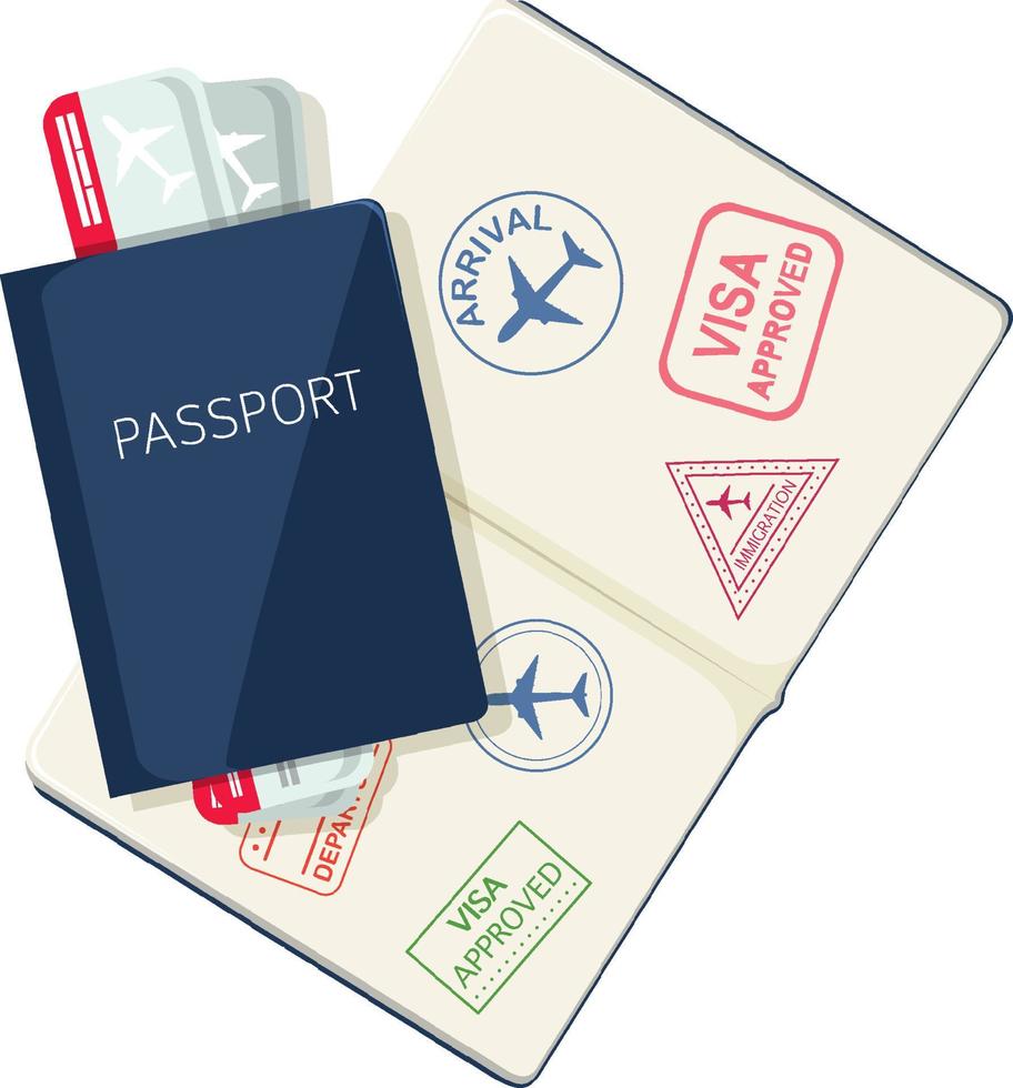 pasaporte con boletos de avión sobre fondo blanco vector