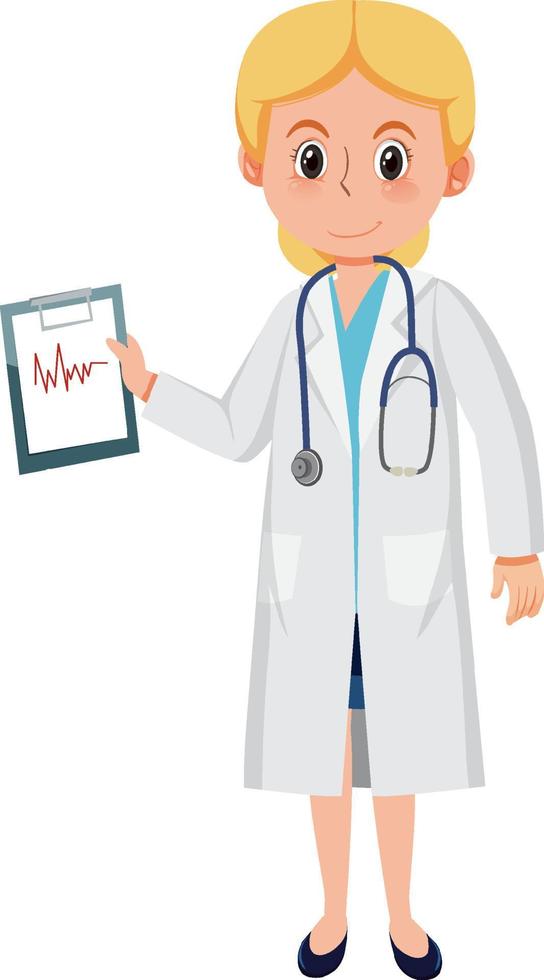 A female doctor cartoon character on white background vector