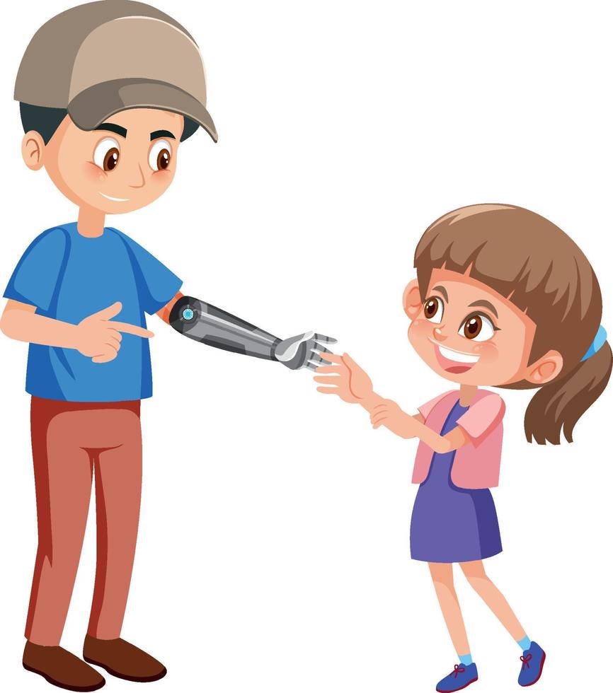 Human robot arm with a girl vector