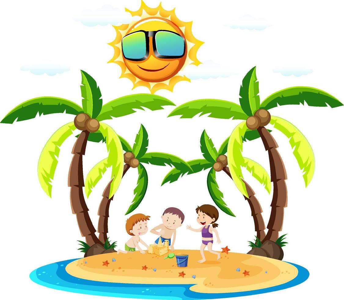 Scene with people on the beach vector