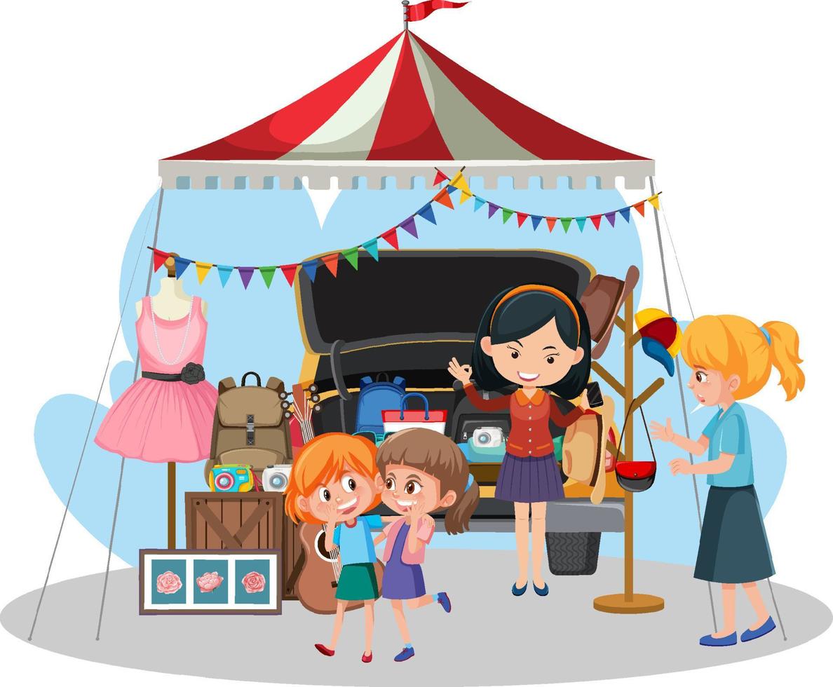 Flea market concept with clothes shop vector