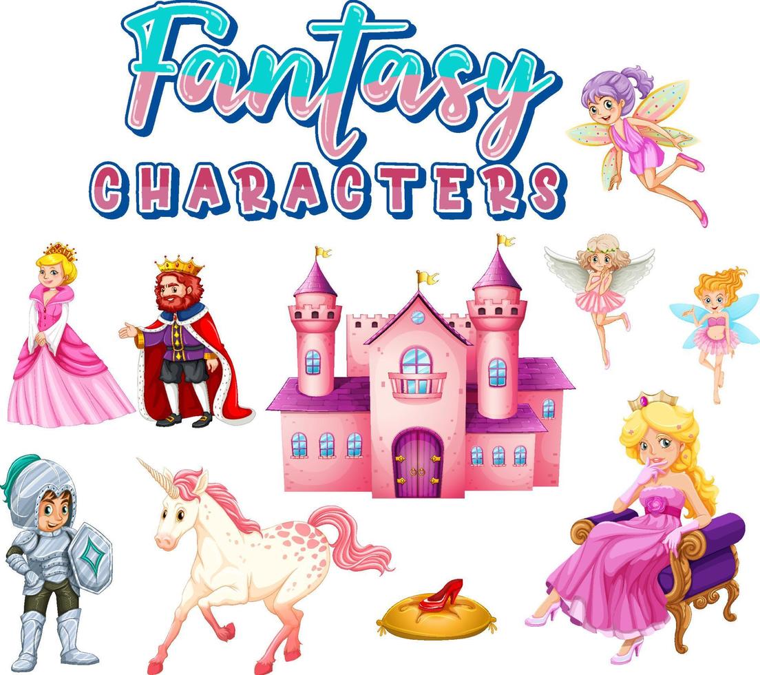 Set of fairy tales cartoon characters vector