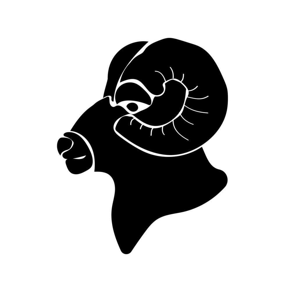 Zodiac sign Aries silhouette, one of the 12 horoscope signs vector