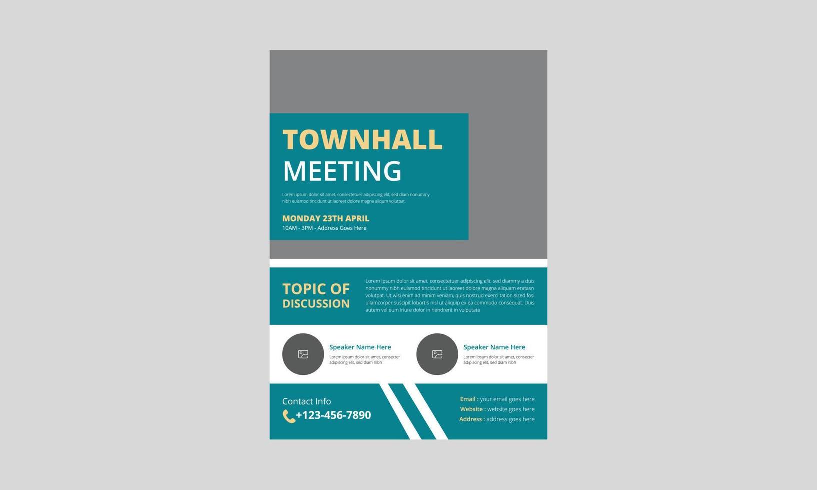 Town hall meeting flyer template design. Town hall meeting flyer samples. Conference poster leaflet design, A4 size, cover, poster, print-ready vector