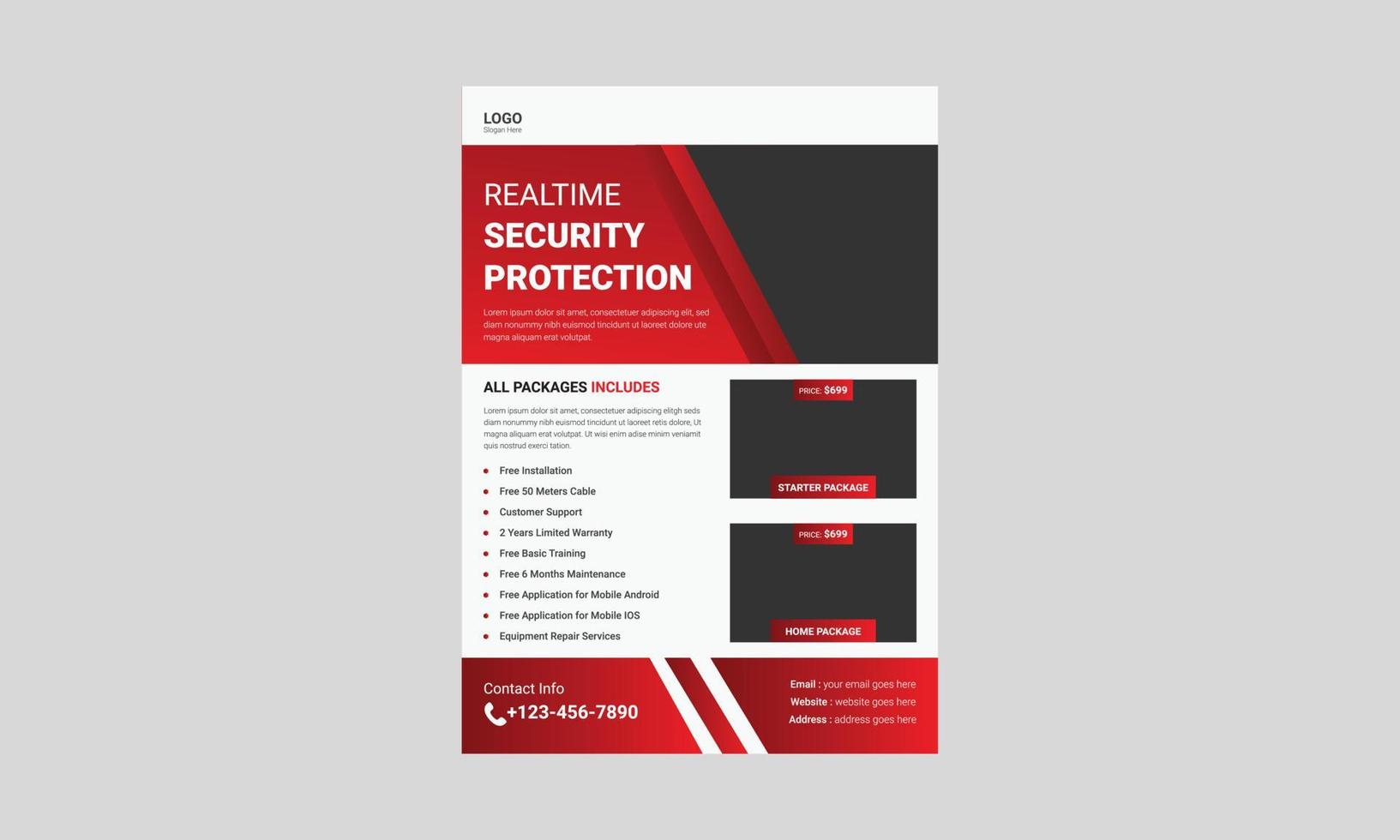 Realtime security system protection flyer, Trusted security poster leaflet template design, a4, vector, cover, poster, print-ready vector