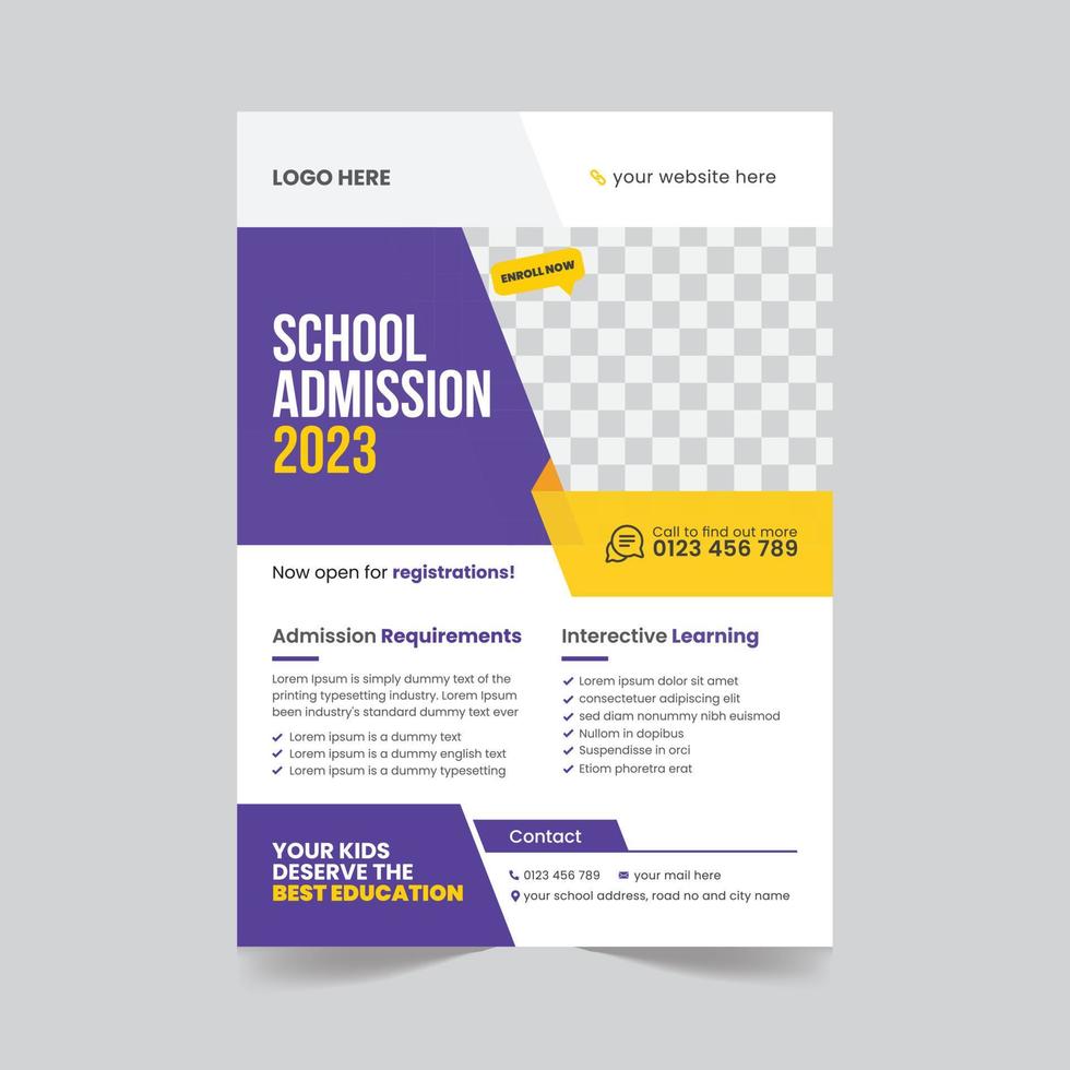 School admission promotional flyer design template. Back to school flyer design template vector illustration pro download