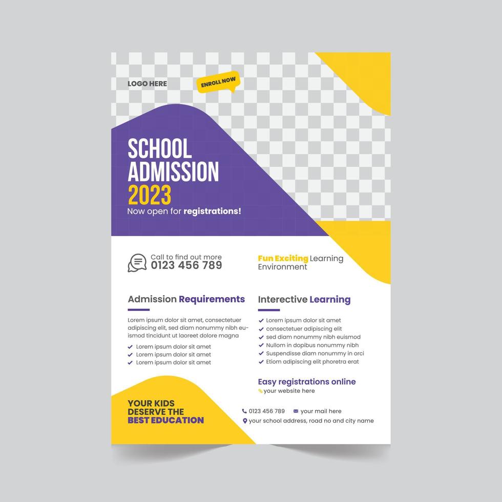 School admission promotional flyer design template. Back to school flyer design template vector illustration pro download