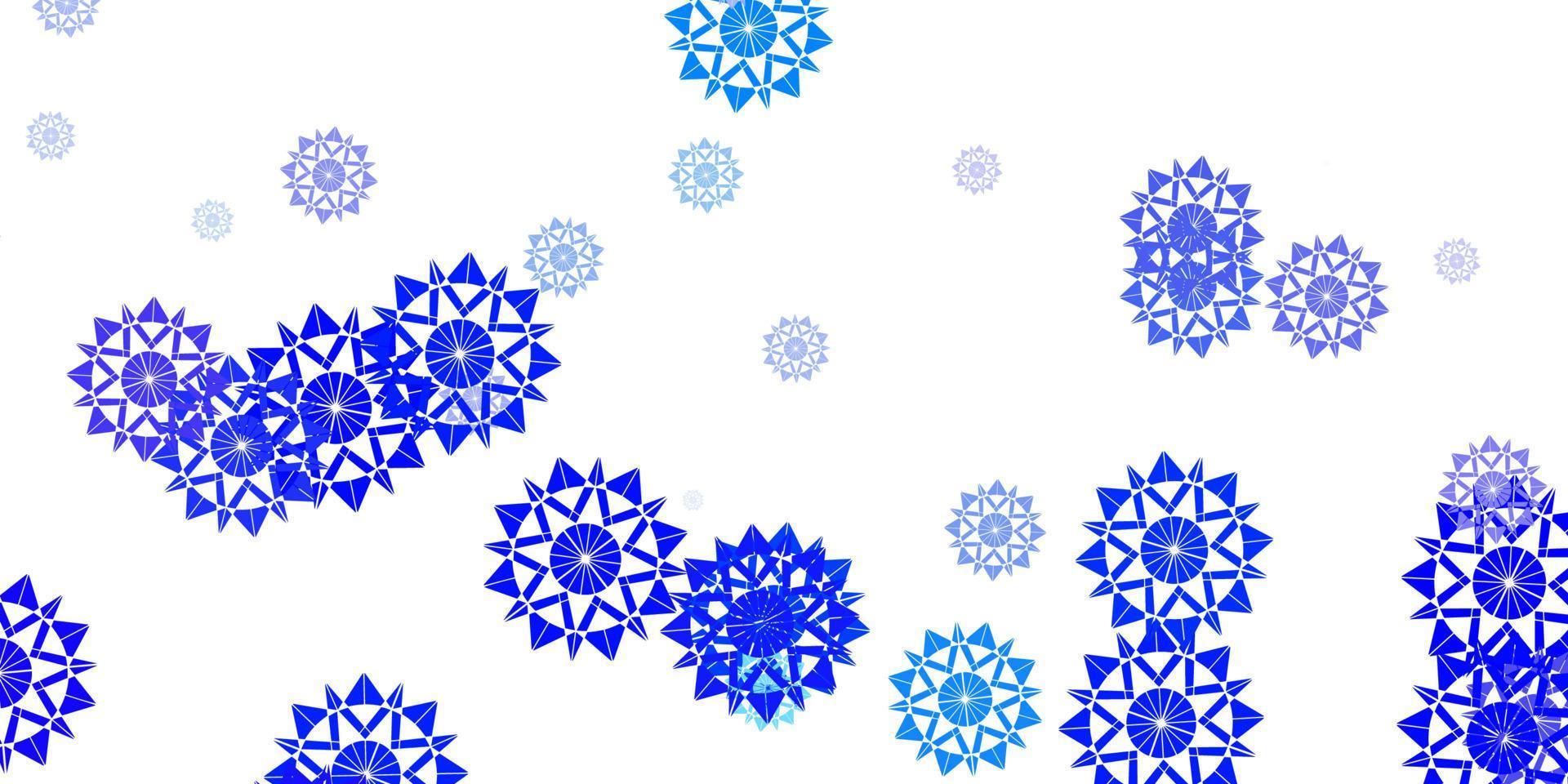 Fondo de vector azul claro con copos de nieve de Navidad.